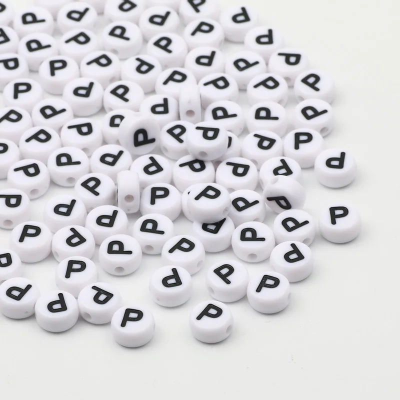 50-500pcs English Letter Acrylic Beads 7mm White Round Alpahbet Loose Beads For Jewelry Making DIY Earrings Bracelet Accessories