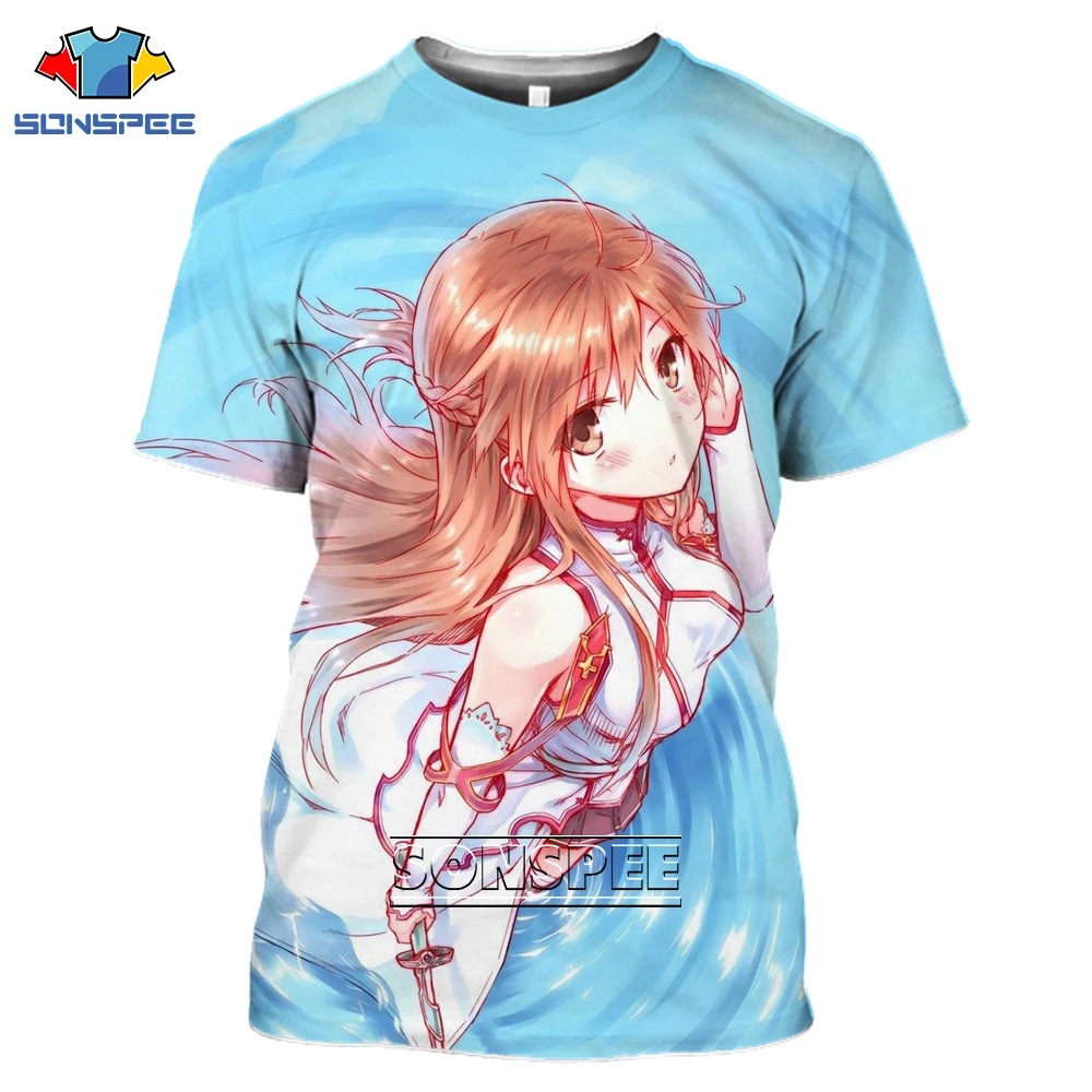 SONSPEE Sword Art Online Men Women3D printing T-shirt Fashion Harajuku Cool New Summer Casual Hiphop Fit Short Sleeve O-Neck Top