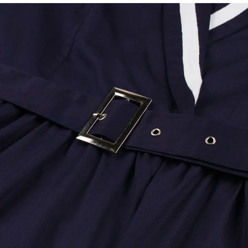 2025 4XL Elegancka sukienka retro z lat 50. Vintage Wrap Belted Pleated Dress Jesienna bawełniana tunika z rękawem 3/4 Sukienka damska Office Lady