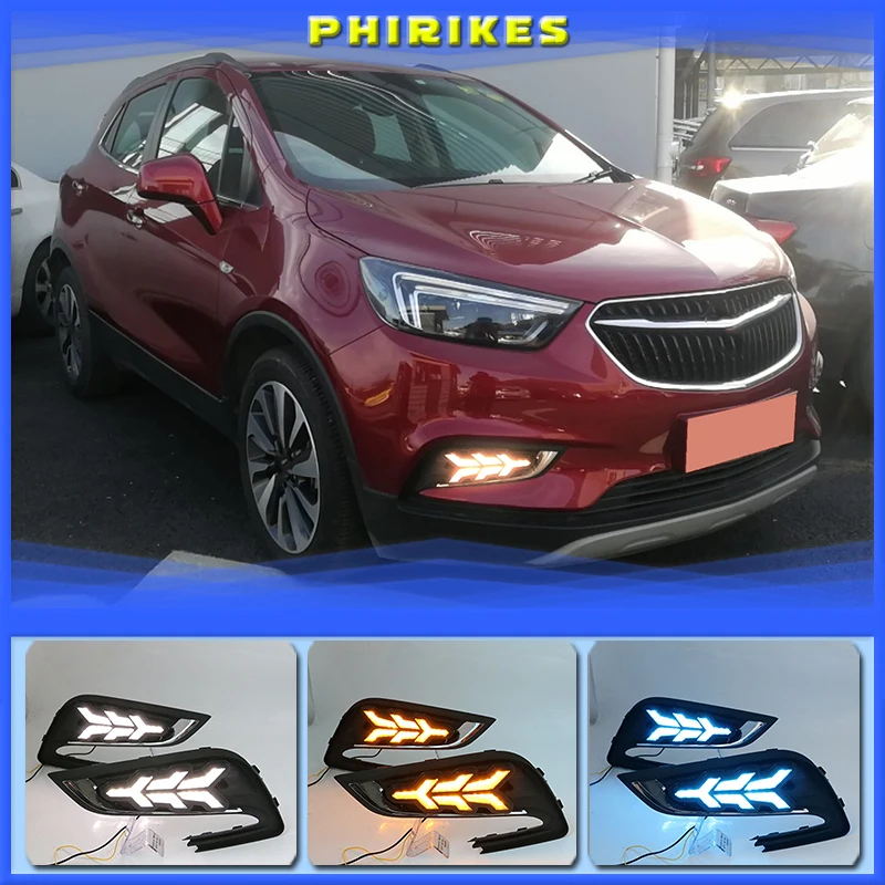 

LED DRL daytime running light for Buick encore 2016-2018 with Dynamic moving yellow turn signal and blue night light