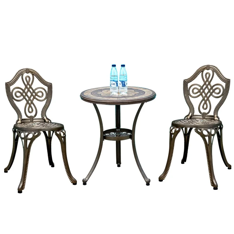 Outdoor Balcony Cast Aluminum Wrought Iron Table And Chair Set ,Courtyard Garden Leisure Simple Aluminum Table And Chair