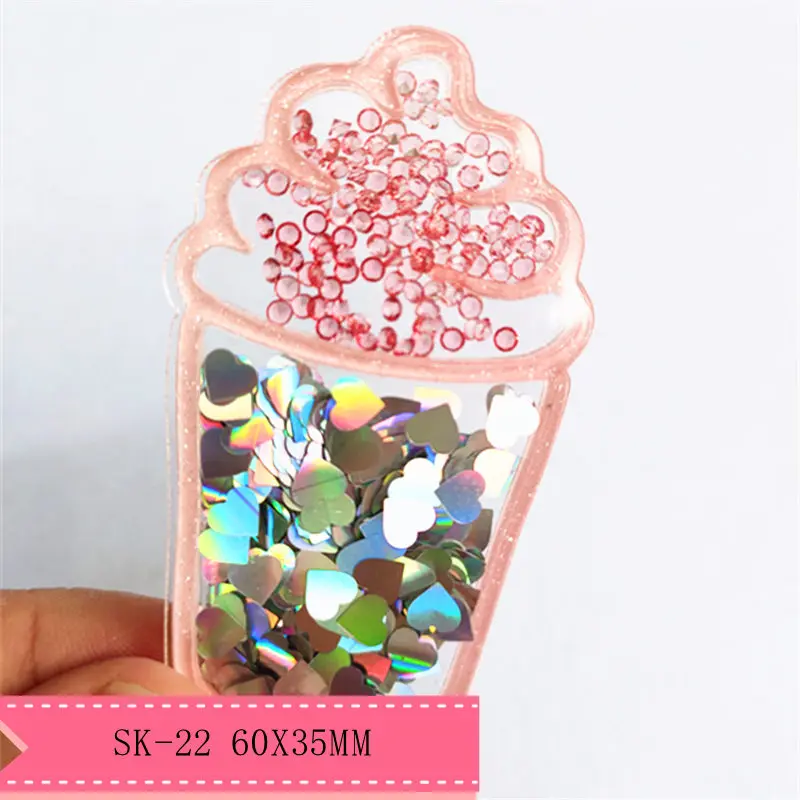 1pcs cartoon character Quicksand Acrylic Sequins custom Shaker Resins DIY bow center SK-22