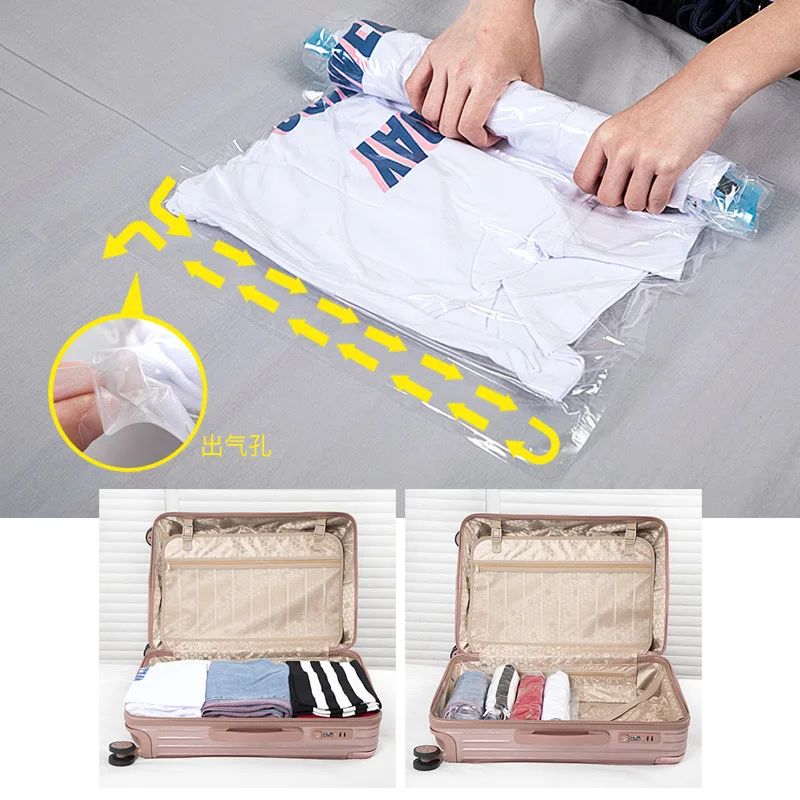 

Vacuum Compression Bag Hot Selling Set 12-Pieces Portable Travel Hand Roll Bag Vacuum Compression Bag