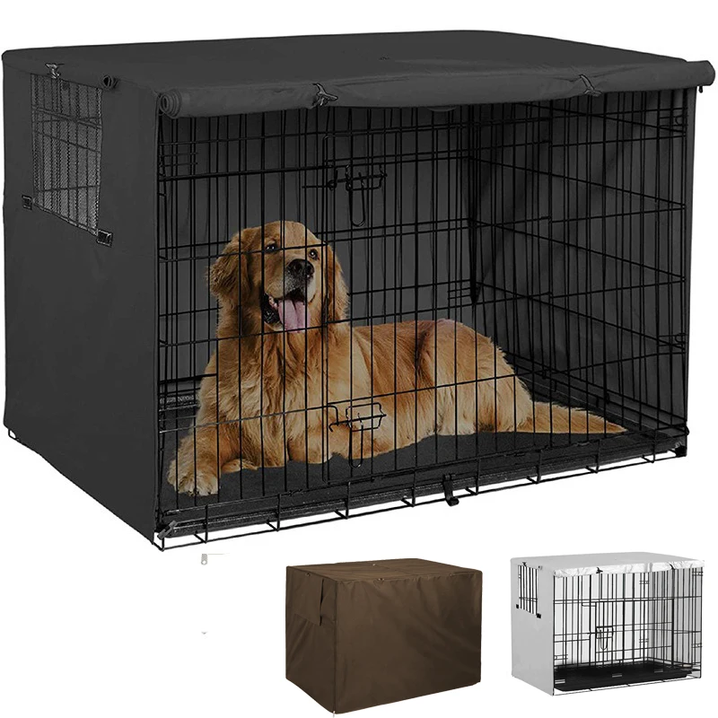 

Pet Dog Kennel Cover 210D Oxford Dustproof Waterproof Durable Dog Cage Dust Cover Outdoor Foldable Universal Dog Cage Accessory