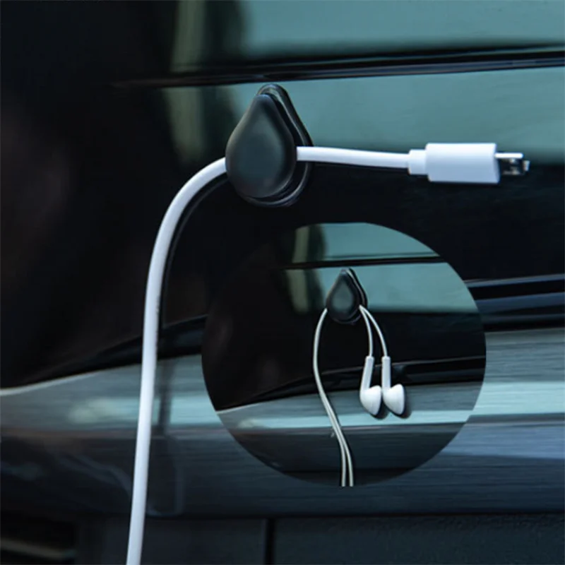 4Pcs Car Hooks Organizer Storage USB Cable Headphone Key Storage Self Adhesive Wall Hook Hanger Auto Fastener