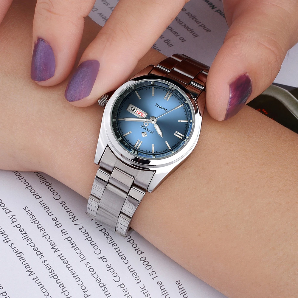 WWOOR Fashion Women Dress Wristwatch Ladies Quartz Watch Brand Luxury Women Bracelet Watch Full Steel Female Clock montre femme