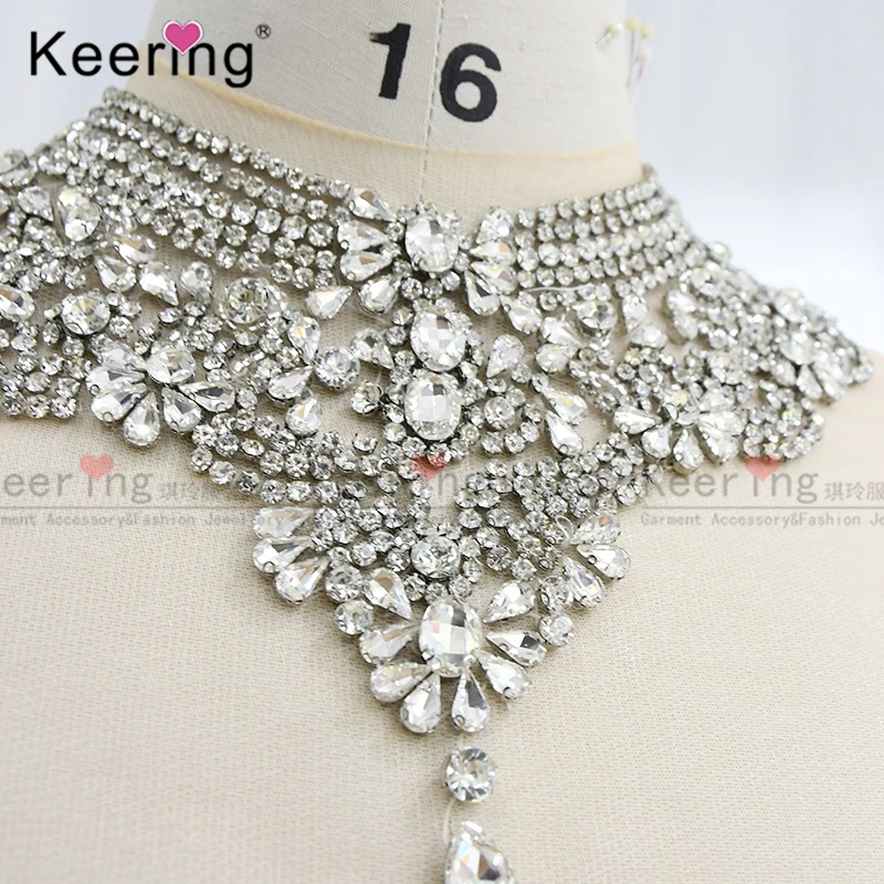 Rhinestone Applique Neckline for Wedding Dress, Bling Bling, New Arrival, WDP-165