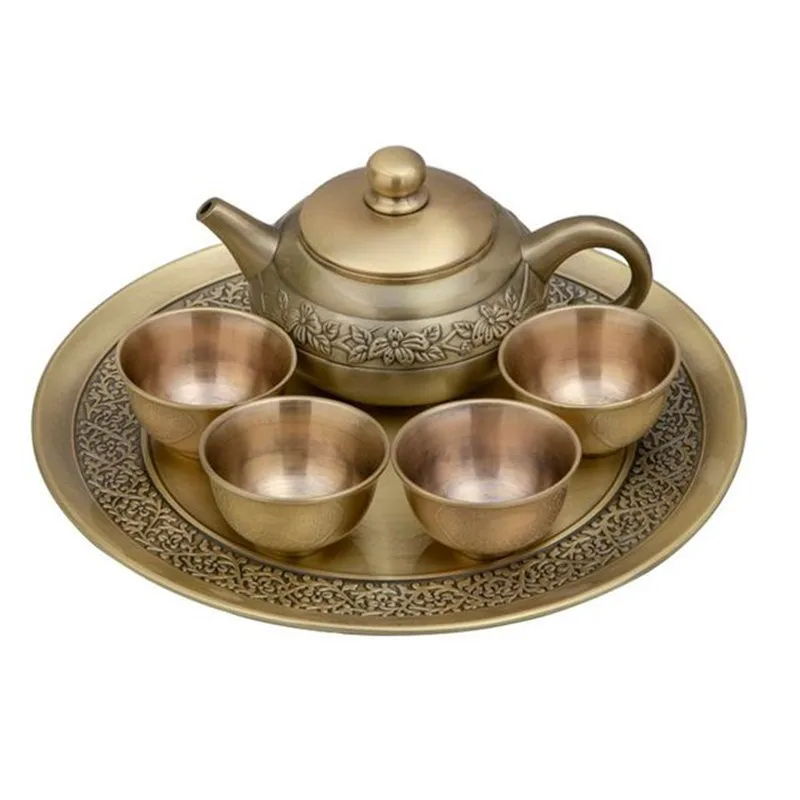 

6pcs/set Creative Classical Kung Fu Tea Set Zinc Alloy Made Applicable Friends And Familyand Business Gifts Home Decoration