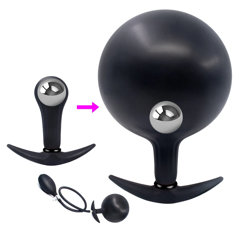 Metal Anal Balls Inflatable Butt Plug Large Anal Tube Pussy Plug Vaginal Decoration Adult Sex Toys For Men Women Buttplug