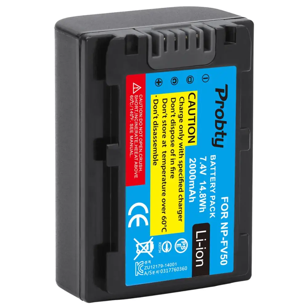 2 Pcs NP-FV50 NP FV50 Battery For Sony HDR- CX580E CX700E CX760E CX360E PJ10E PJ30E HDR-XR350E XR550E XR260E XR150E Camera
