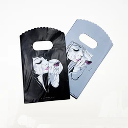 Plastic Gift Handle Bag For Girls, Small Candy Jewelry Packaging Bag with Handles Mini Cute, New Fashion, 9*15cm, 50 PCs/Lot