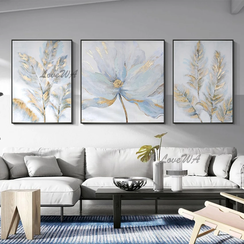 

3 Panels Flowers Art Hand-painted Canvas Tree Oil Painting Home Decor Wall Picture Abstract Art For Living Room Decoration