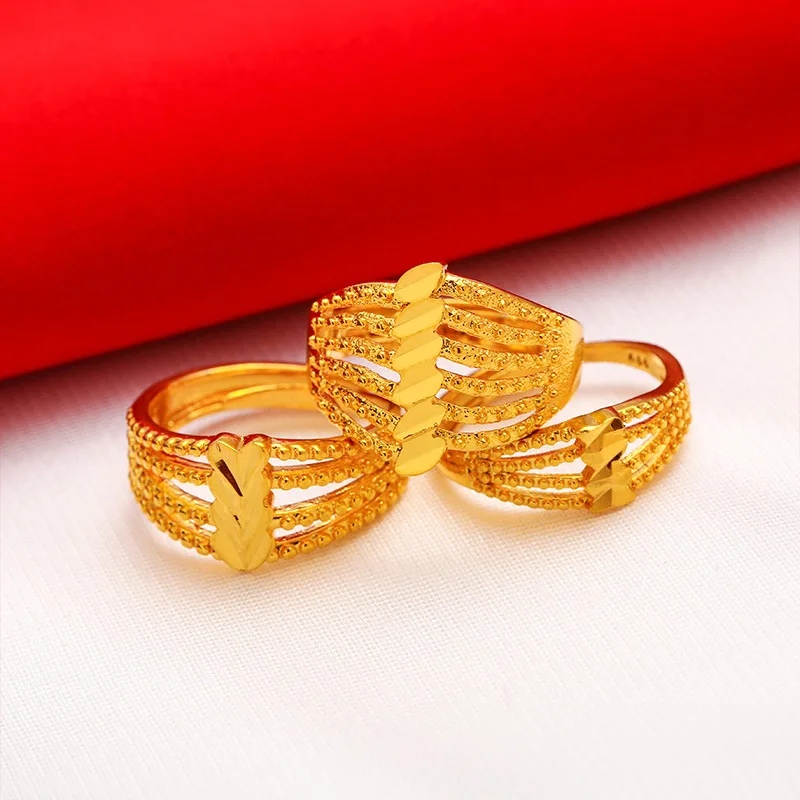 KISS&FLOWER Hollow Gold Resizable Rings for Women Female Birthday Wedding Party Christmas Mother Girlfriend Ladies Gifts RI60 - Image 3