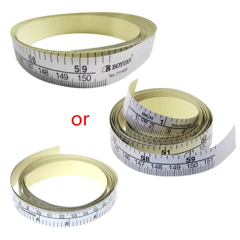 1Pc 90/151cm Self Adhesive Metric Measure Tape Vinyl Silver Ruler For Sewing Machine Sticker