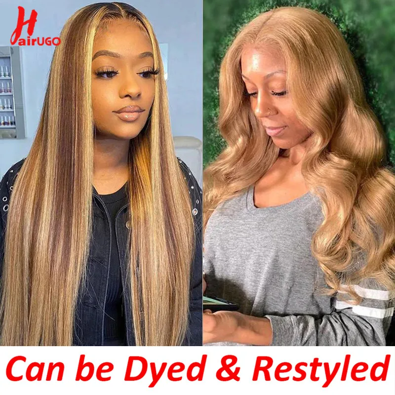 #27 Honey Blonde 13x4 Lace Front Wigs Human Hair Straight 4x4 Lace Closure Wigs Remy Straight Human Hair Wigs For Women HairUGo