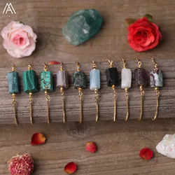 Natural African Turquoises Aquamarines White Moonlight Stone Single Chunky Nugget Beads Gold Chains Adjustable Bracelet Jewelry