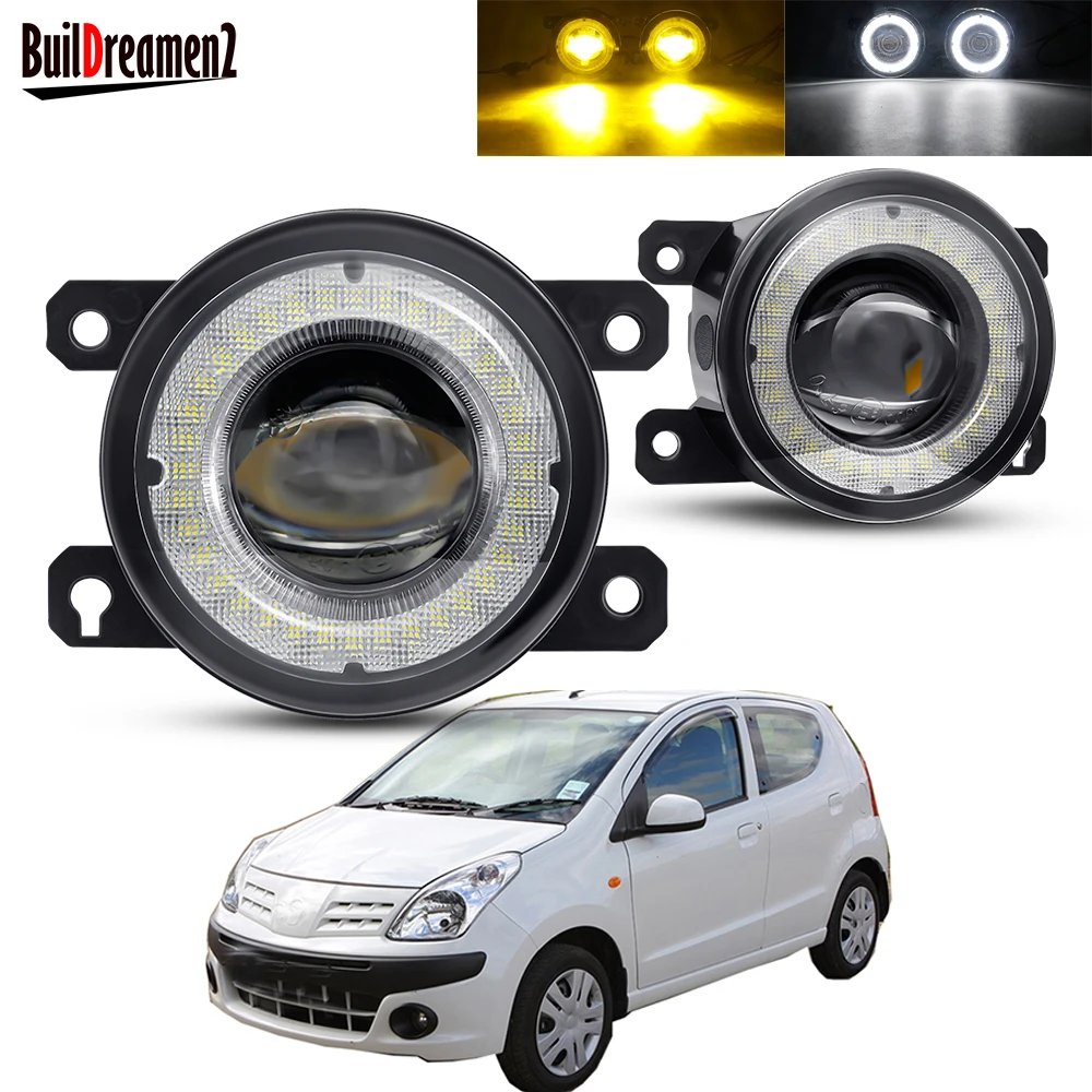 

2 X Car LED Lens Fog Light Assembly Angel Eye Daytime Running Lamp DRL 30W 3000LM 12V For Nissan Pixo UA0 Hatchback 2009-2013