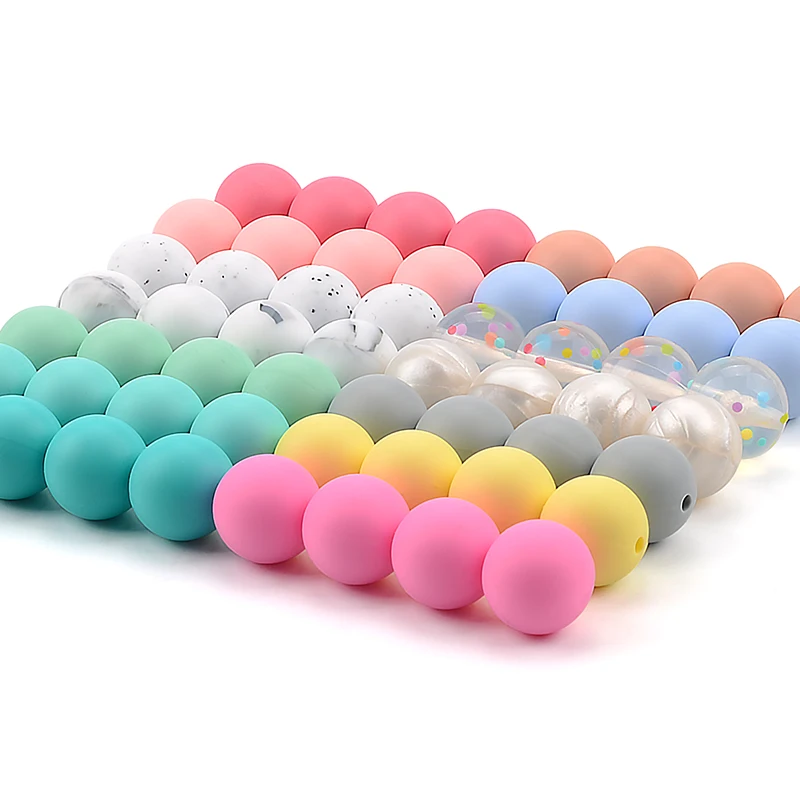 LOFCA 12mm 20 teile/los Silikon Lose Perlen Zahnen Perlen DIY Kautable Bunte Zahnen Für Kleinkind Baby Beißring Runde – Detail 13