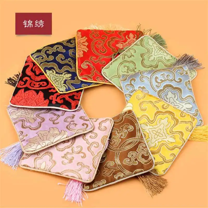 Mix 50PCS Chinese Square Pouches ColorfulJ ewelry Small Bags Many Designs Free Shipping C15