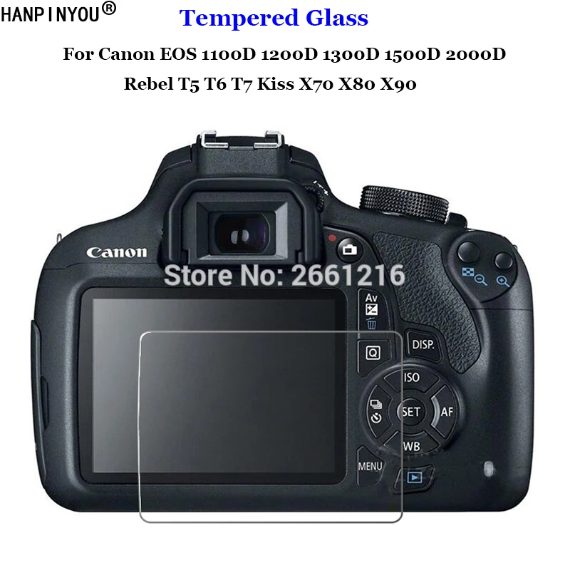 For Canon EOS 1200D 1300D 1500D 2000D Rebel T5 T6 T7 Kiss X70 X80 X90 Tempered Glass 9H Camera LCD Screen Protector Film