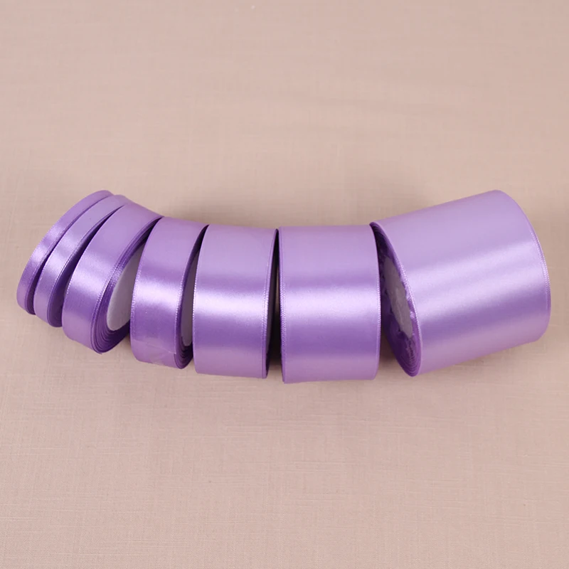 6/10/12/15/20/25/40/50MM Light Purple Silk Satin Ribbon Wedding Party Decoration Gift Wrapping Christmas Sewing Fabric Ribbon