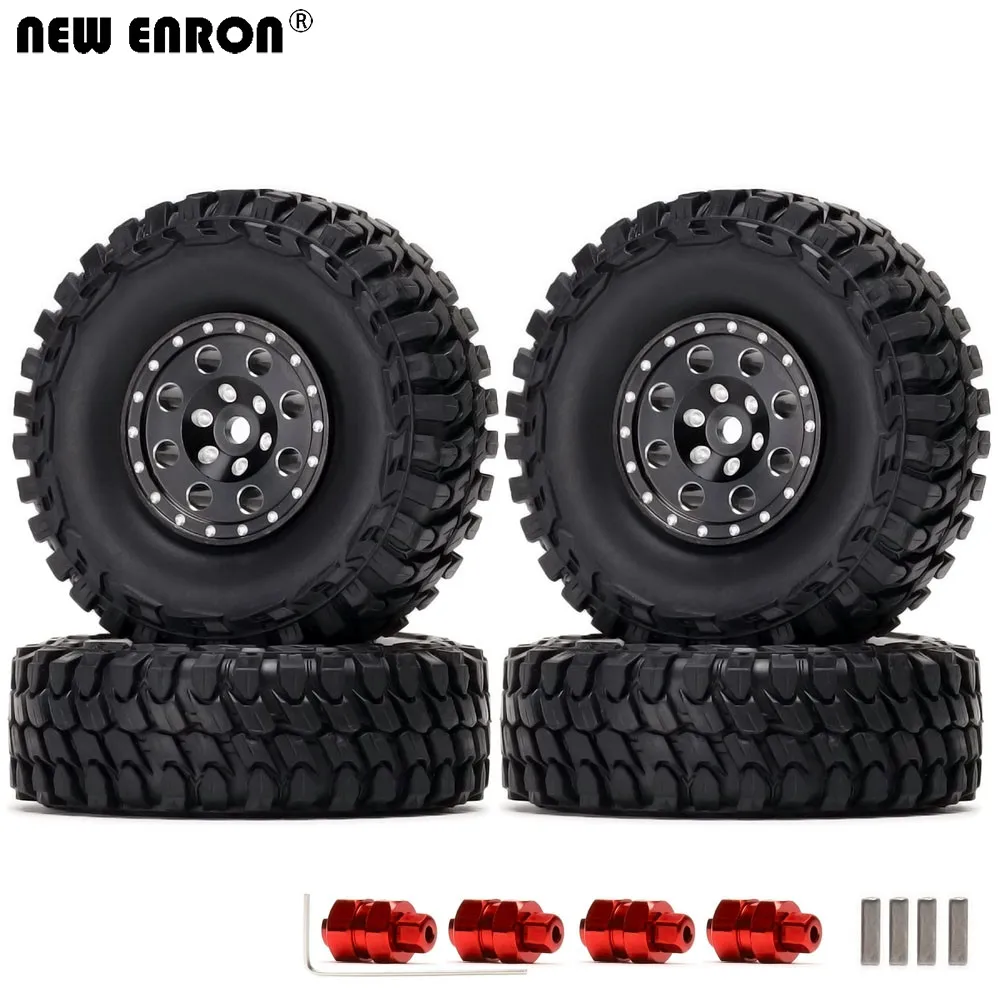 

NEW ENRON 4PCS 1.0" Alloy Beadlock Wheel Rim & 54MM Rubber Tire & Hex for 1/24 RC Axial SCX24 90081 C10 Other Mini/Micro Crawler