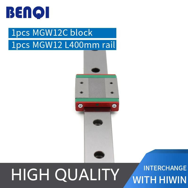 china BENQI linear guideway MGW12- L400mm + 1pc MGW12C carriage material of bearing steel