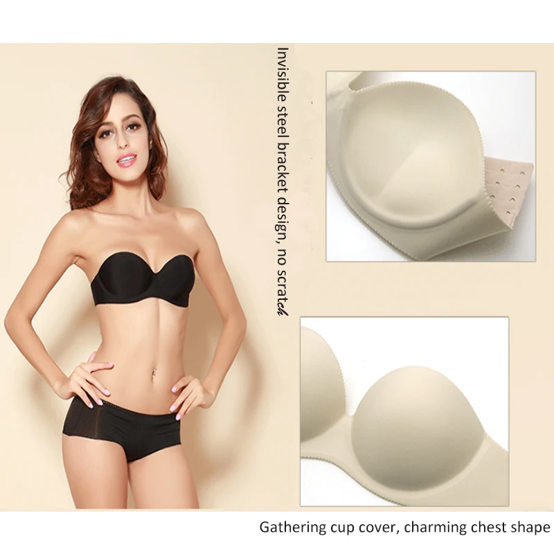 Summer non slip Strapless 2024 new invisible bra women's wedding dress back breast paste thin sexy gathering underwear