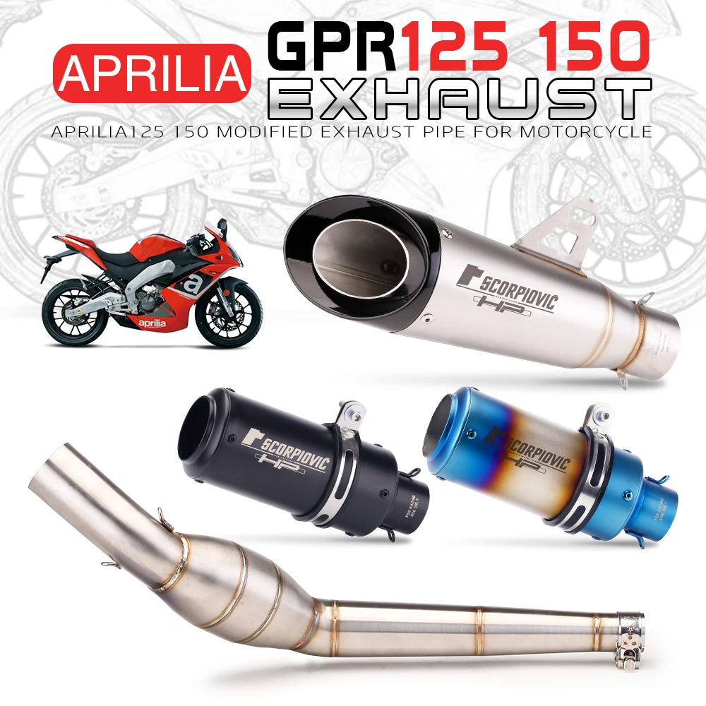 For Aprilia GPR125 GPR150 Motorcycle Exhaust Escape MOTO Modified Middle Tube Link Pipe Stainless Steel With Catalyst DB Killer