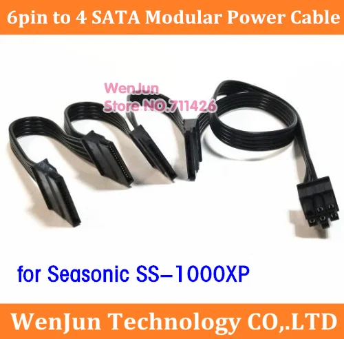 

High Quality NEW PCI-E 6pin male 1 to 4 SATA 15pin modular power supply cable for Seasonic SS-1000XP