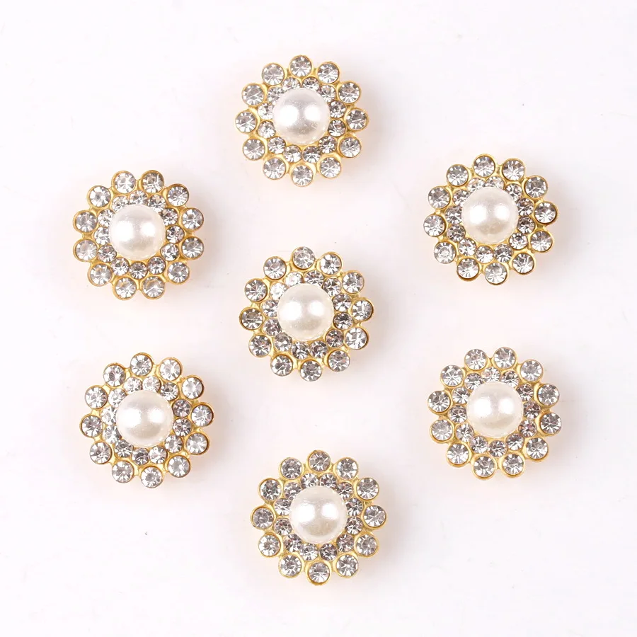14mm Blumenförmige runde Glaskristall-Strasssteine mit goldener Basis, flache Rückseite zum Aufnähen, Strassperlen, DIY-Verzierung – Detail 5