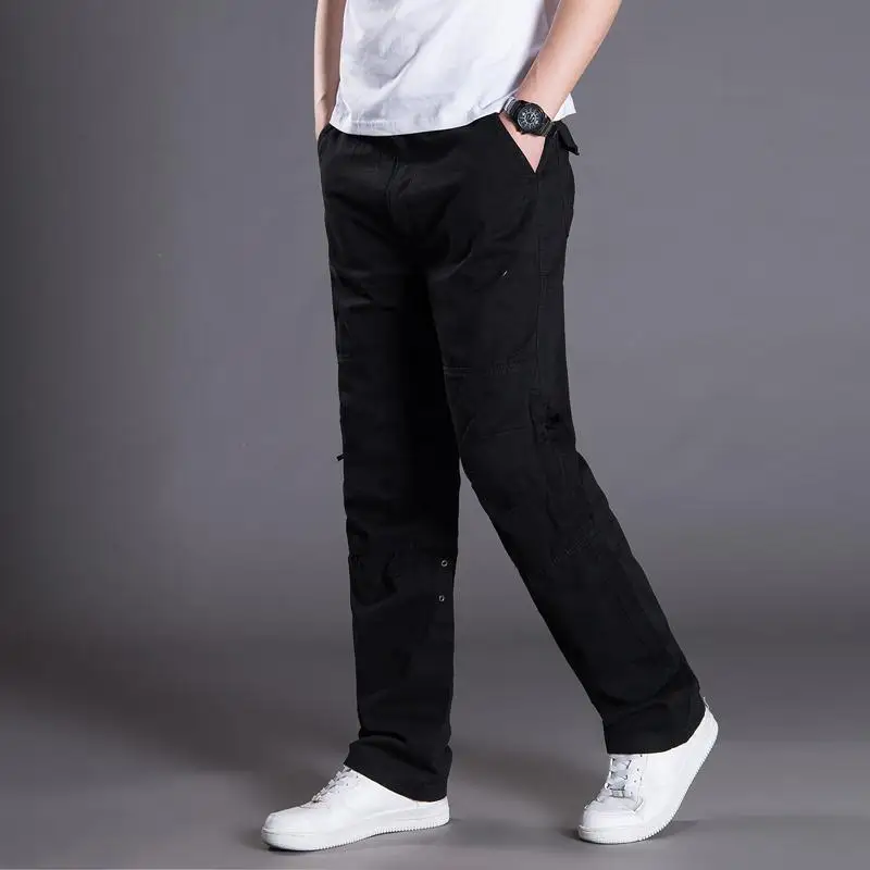 Pantalones Cargo informales para hombre, ropa de algodón, resistente al desgaste, holgados, rectos, militares, tácticos