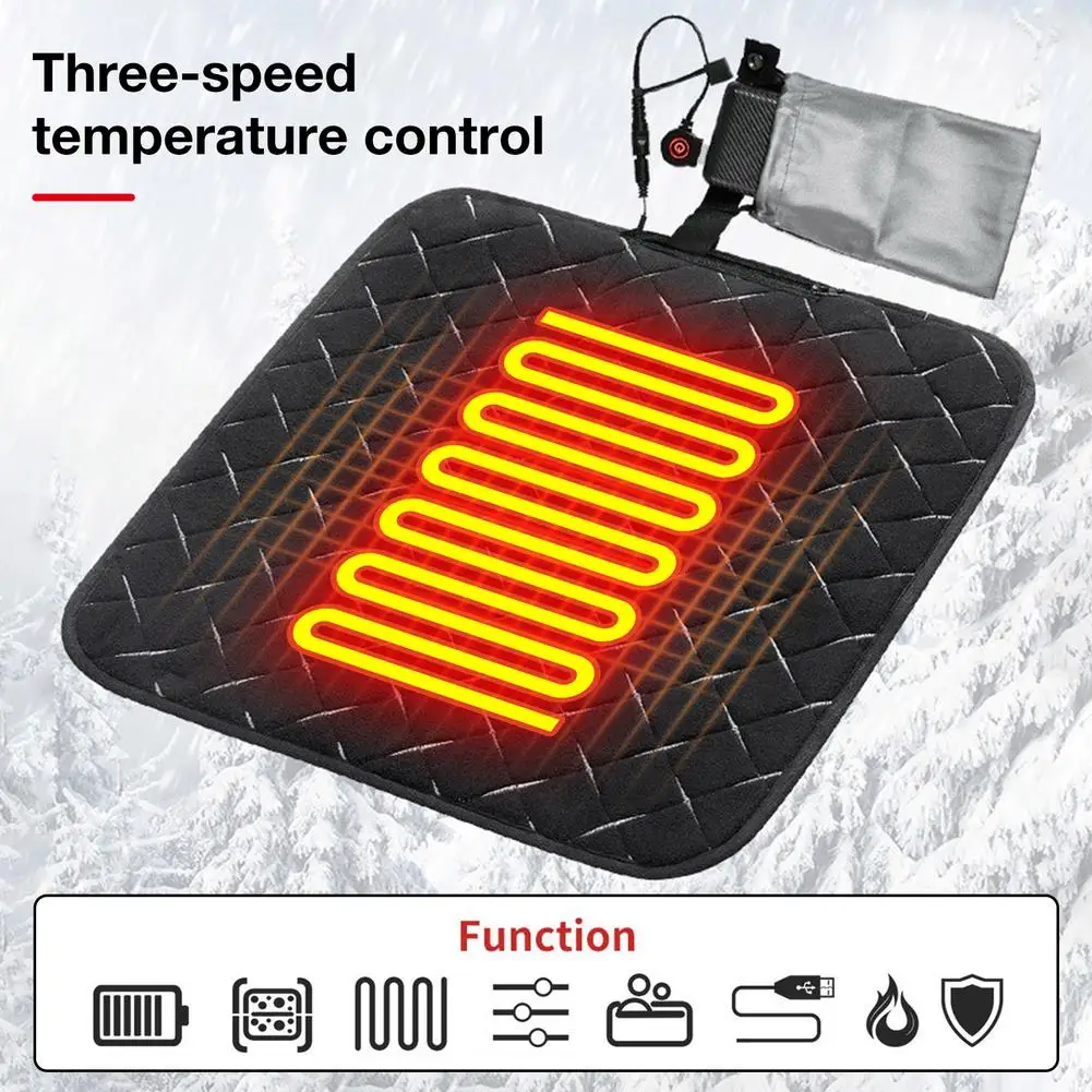 Heated Seat Cushion USB Rechargeable Heated Chair Pad Three-Level Temperature Control Heat Seat Cover For Home Office Chair And