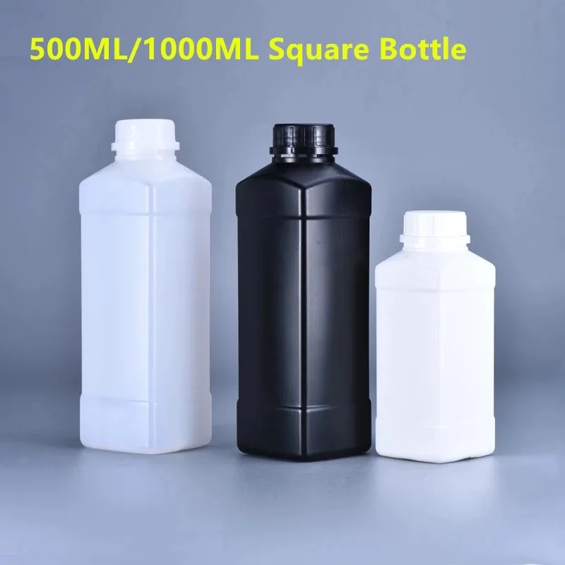 500Ml 1000Ml Plastic Vierkante Fles Met Smalle Mond Voor Vloeibare Verf Cosmetische Hervulbare Container 1Pcs