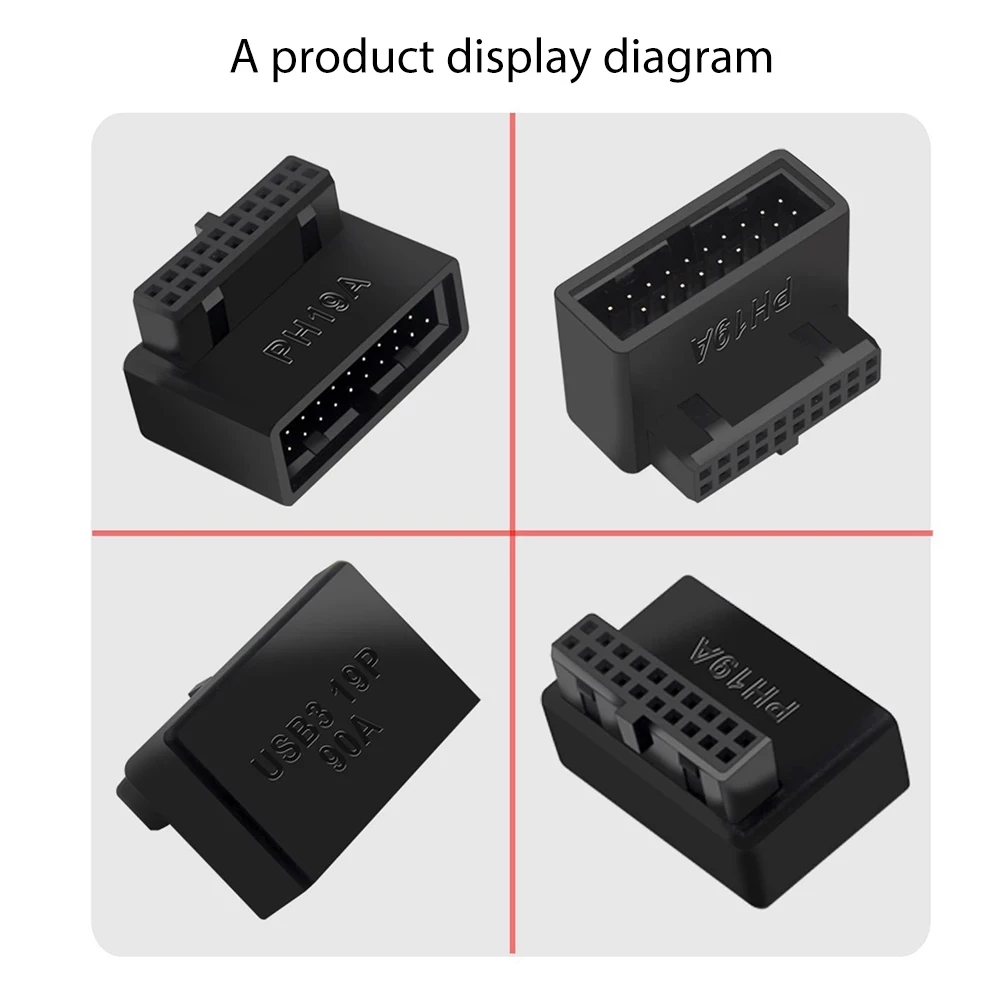 USB 3,0 19/20pin Männlich zu Weiblich Verlängerung Adapter Abgewinkelt 90 Grad Konverter für Motherboard Anschluss Buchse