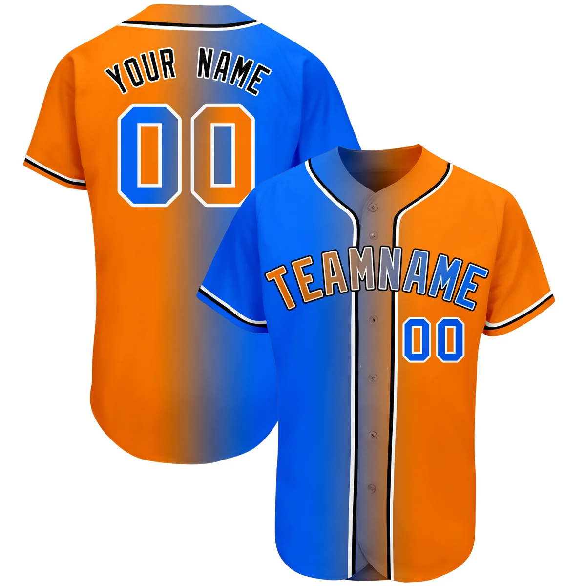 

Men's Baseball Jersey, Gradient Hipster Button Down Hip Hop Shirt, Sewing Team/Name/Number Sports Uniform
