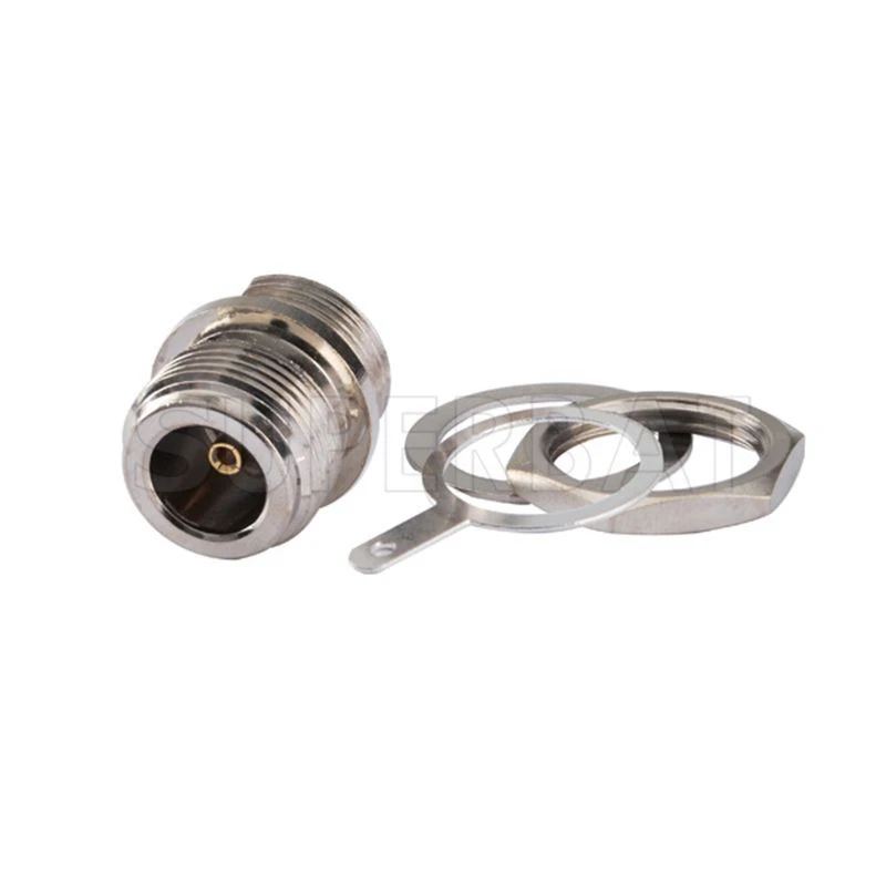 Superbat N ประเภทด้านหน้าหญิง Bulkhead กับ Solder Cup RF Coaxial Connector