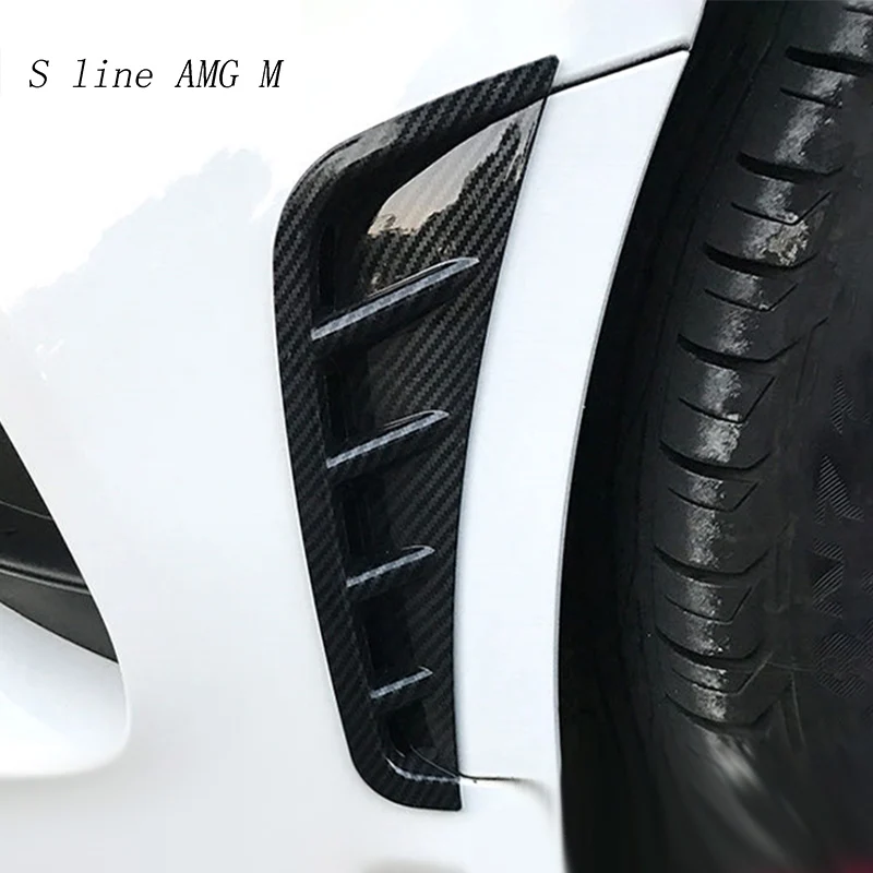 Car Styling Carbon fiber Front Bumper Spoiler Air Knife Fog light for Mercedes Benz C Class W205 2020 Auto Covers Stickers Trim