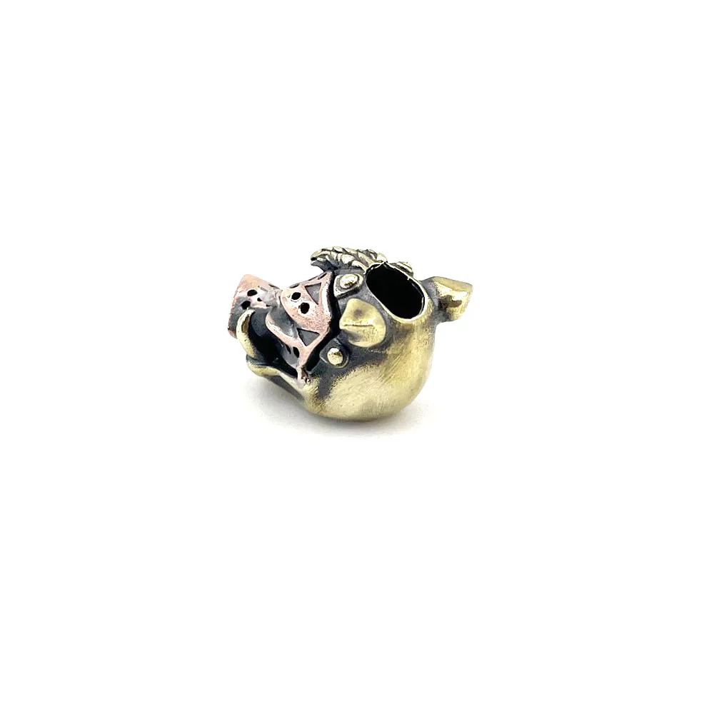 Pig Head Knife Beads EDC Wear Paracord Tools Brass Copper Lanyard Pendants Animal Style Key Rings Zipper DIY Accessories