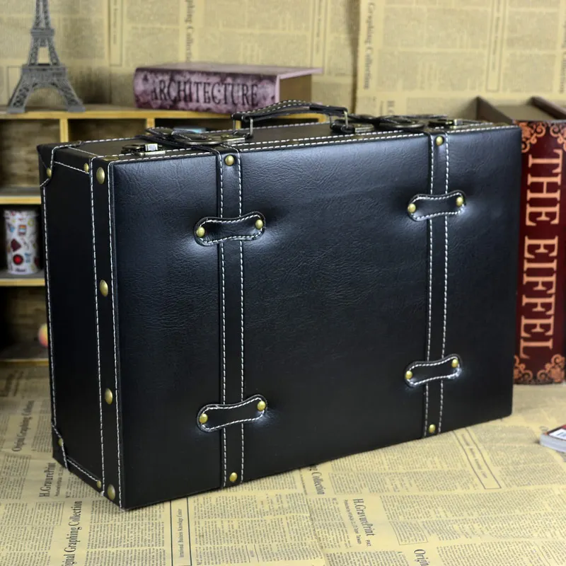 Special offer retro high-grade leather suitcase box vintage valise bag travel storage luggage old photo studio store decoration