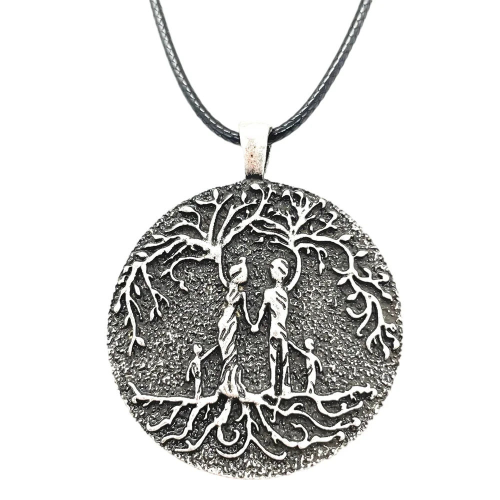 Family Tree Of Life Yggdrasi Pendant Father Mother Kids Relationship Wicca Pagan Amulet Vintage Necklace Dropshipping