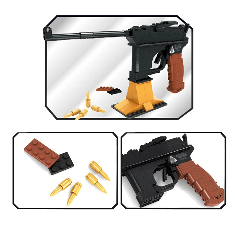 High-Tech 118PCS Military PUBG WW2 Mark Gun III Pistol MOC Building Blocks Classic Weapon Model Sets Bricks For Children Toys