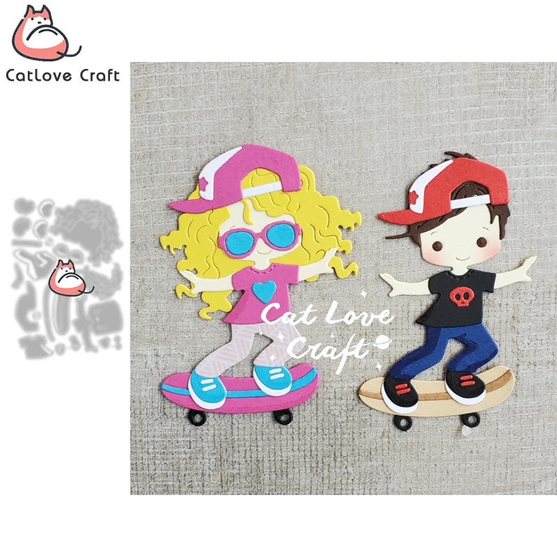 Catlove Skateboard Boy Girl Metal Cutting Dies Scrapbooking Stencil Die Cuts Card Making DIY Craft Embossing New Dies For 2021