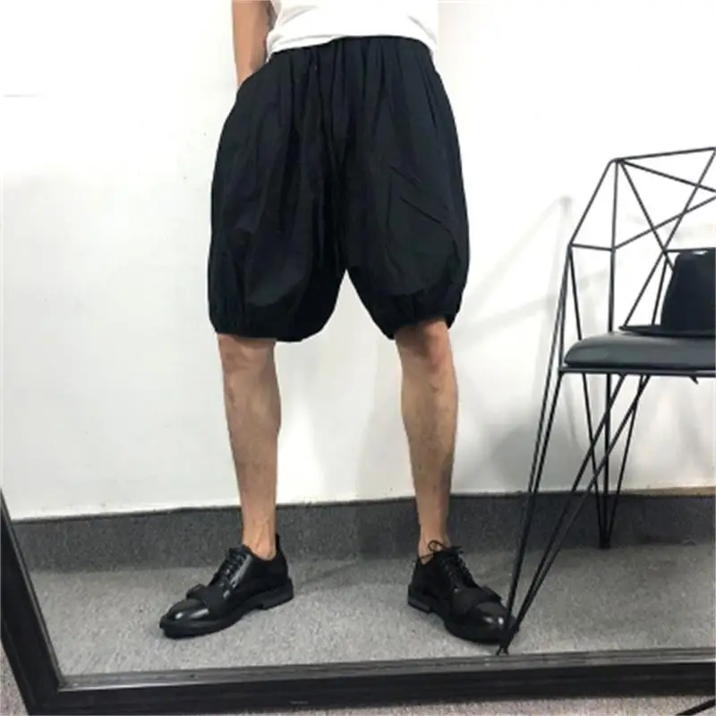 

Men's Black Loose Lantern Shorts Summer Fashion New Trend Large Size Thin Wide Leg Casual Shorts Casual Beach Pants