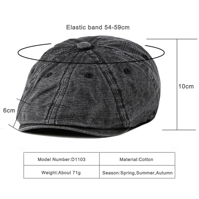 Retro Summer Berets Hat Men Eight-blade Newsboy Cap Women Painter Visors Herringbone Hat Washed Cotton Duckbill Flat Caps