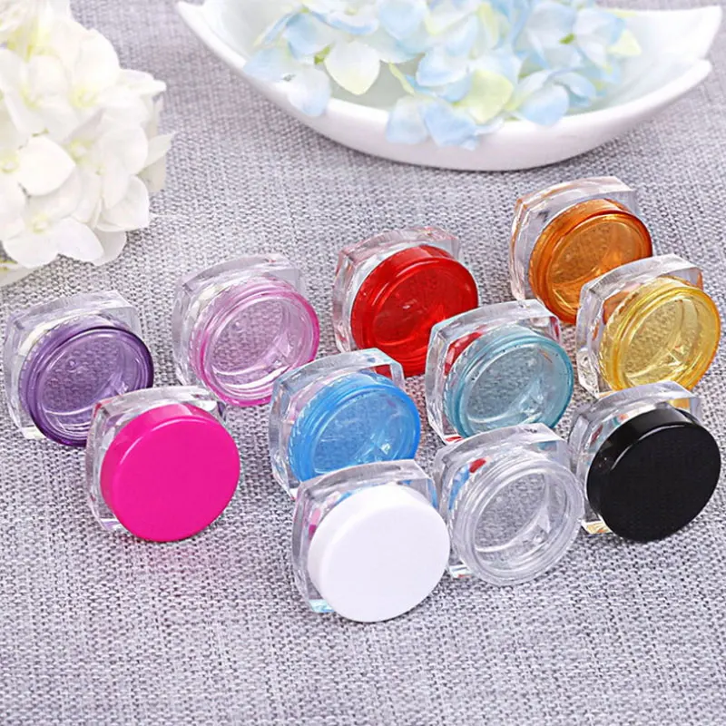 100Pcs 3g 5g Plastic Empty Cosmetic Sample Jar Pot Vials Square Bottom Makeup Container For Face Cream Lip Balm Nail Art Storage