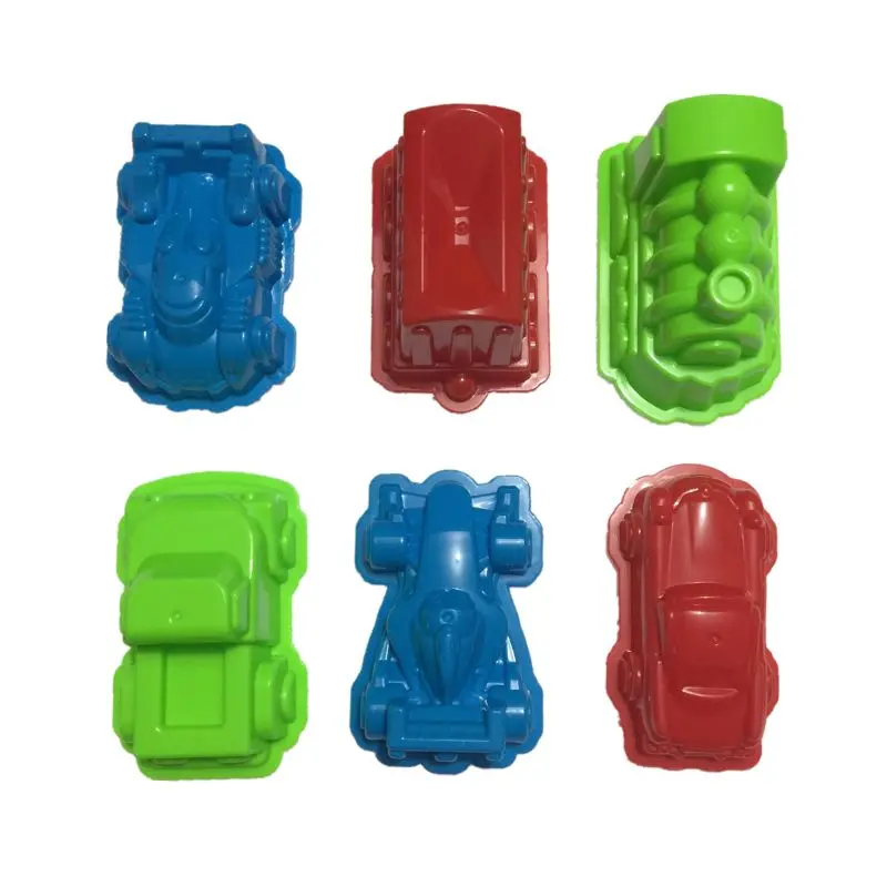 

6 Pcs Car Suit Power Playing Sand Molds Space Playing Sand Car Molds Puzzle Beach Toy Kit