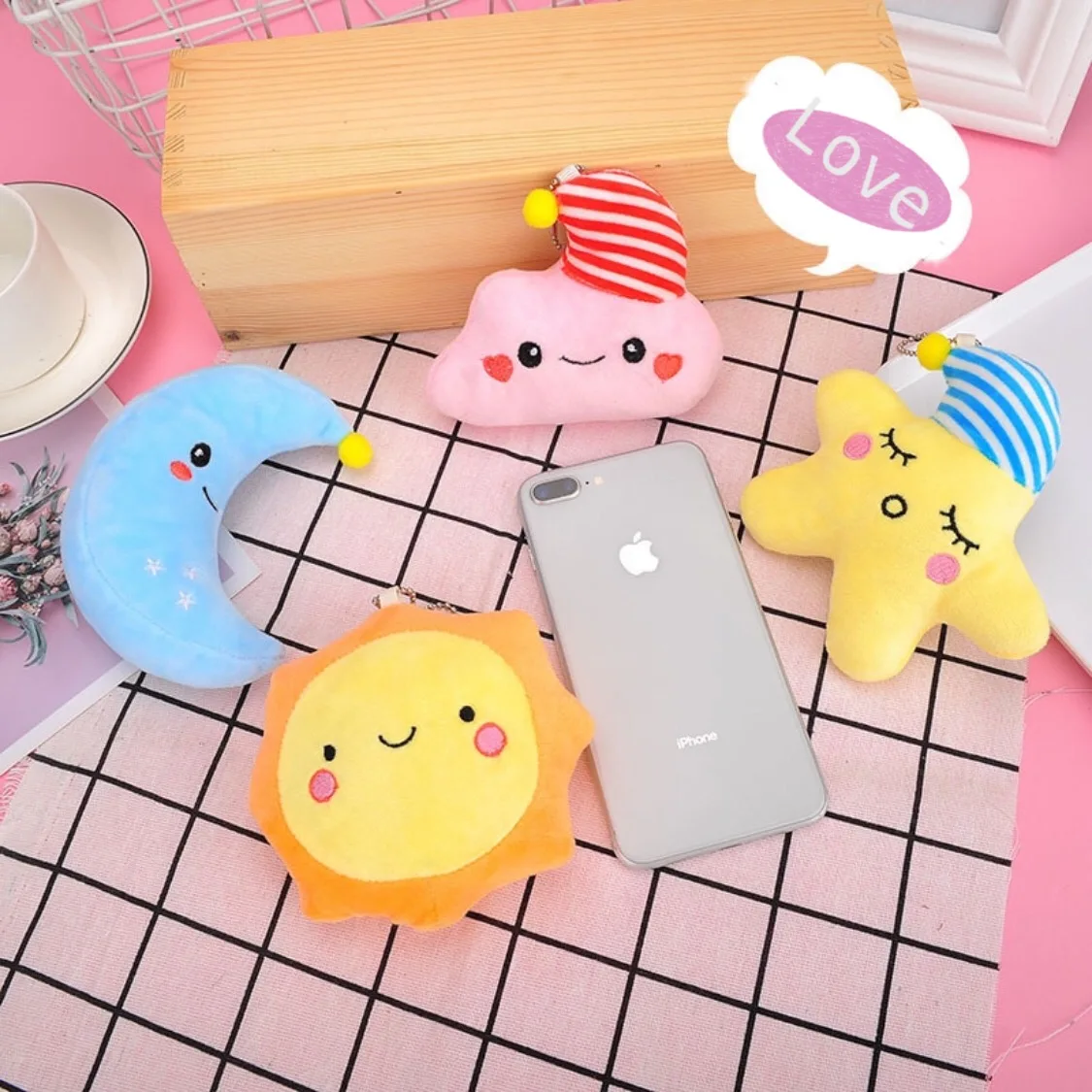 Kawaii 10cm Cute Cartoon Plush Toy Star Moon Sun Doll Lovely Stuffed Beautiful Gift for Kids Baby