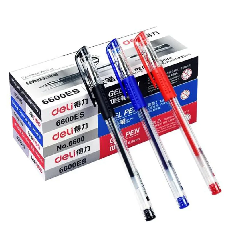 Original Deli 6600ES Gel Pen Retail 1PCS Gel Pen Signature Pen 0.5MM Black/Blue/Red Ink For Office Worker/School Student