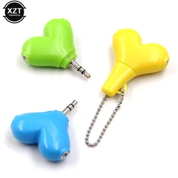 High Quality 1pcs 3.5mm Stereo Audio Headset Heart Shape Headphone Splitter Connector Adapter Cute Love Shape